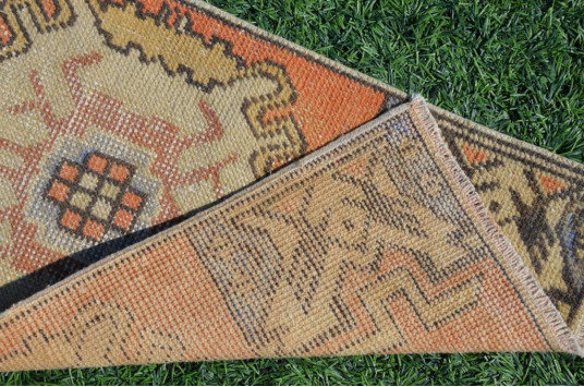 Turkish Handmade Vintage Small Area Rug Doormat For Home Decor 2'10,3" X 1'4,1"