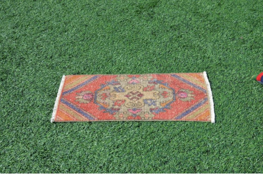 Natural Turkish Vintage Small Area Rug Doormat For Home Decor 2'11" X 1'4,1"