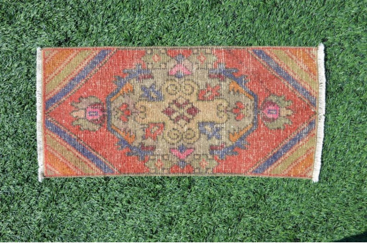 Natural Turkish Vintage Small Area Rug Doormat For Home Decor 2'11" X 1'4,1"