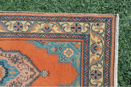 Unique Turkish Vintage Small Area Rug Doormat For Home Decor 3'8,1" X 1'10,4"