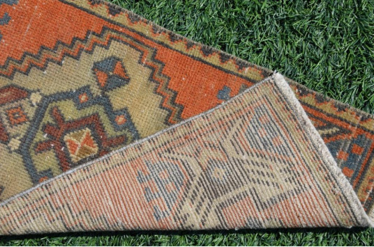 Vintage Handmade Turkish Small Area Rug Doormat For Home Decor 2'11" X 1'4,5"