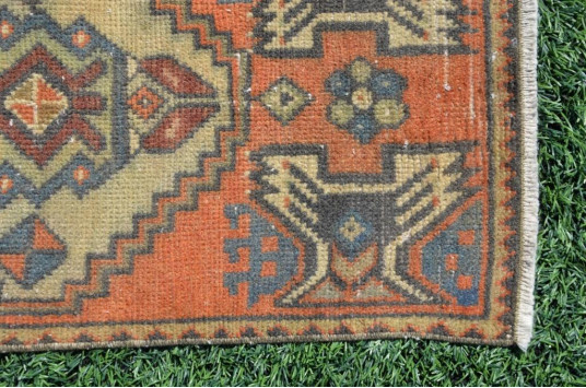 Vintage Handmade Turkish Small Area Rug Doormat For Home Decor 2'11" X 1'4,5"