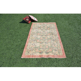 Handknotted Oushak Turkish Rug For Home Decor 6'4" X 3'5,7"